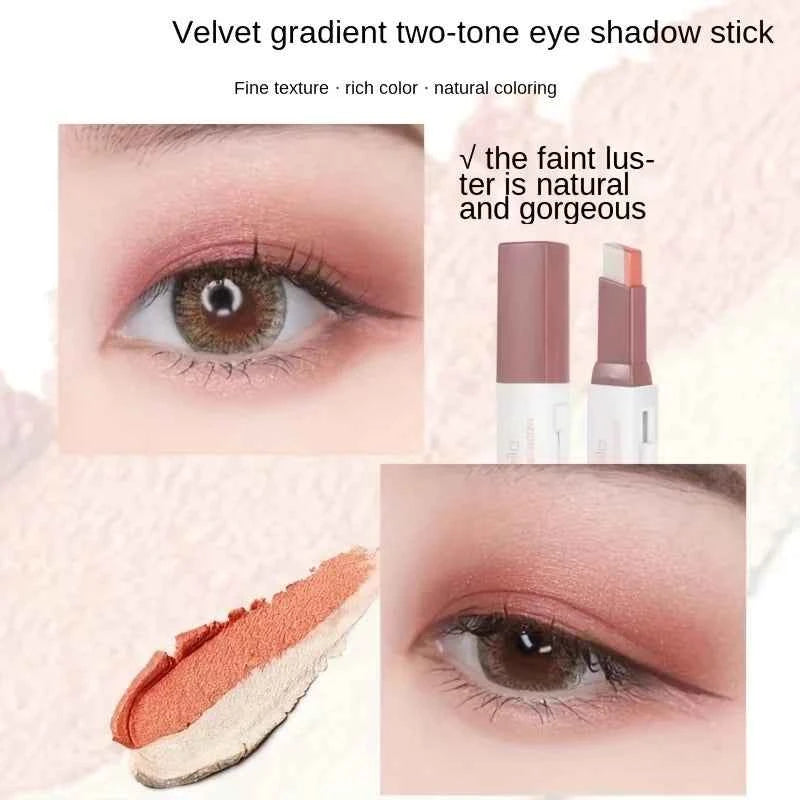 Two Color Gradient Eyeshadow Stick for Three Dimensional Natural Look Without Taking Off Makeup