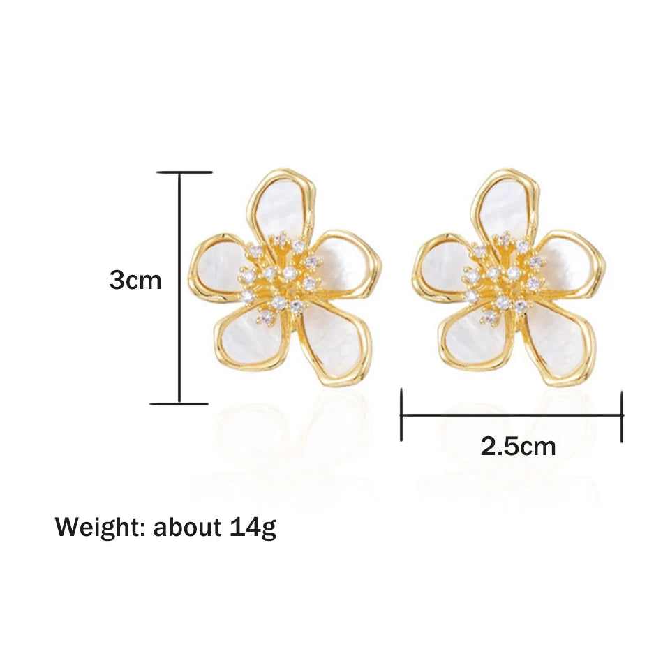 ZAKOL Flower Earrings for Women - New Temperament Gold Color Crystal Zircon Party Accessories