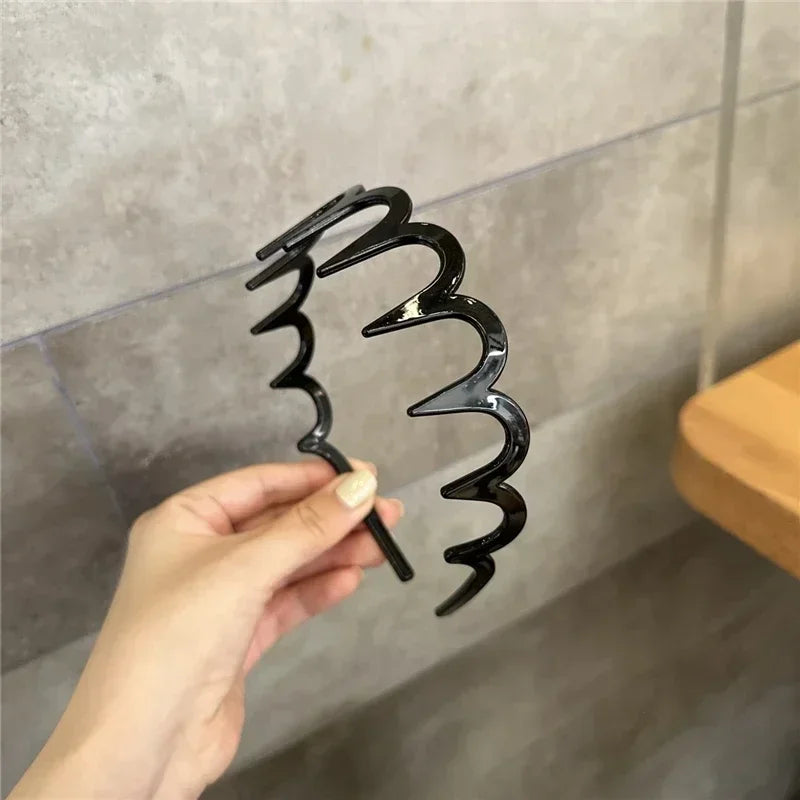 Fashion Wave Headbands for Women - Solid Color Toothed Non-slip Hair Bands for Face Wash, Sports, and Hair Accessories