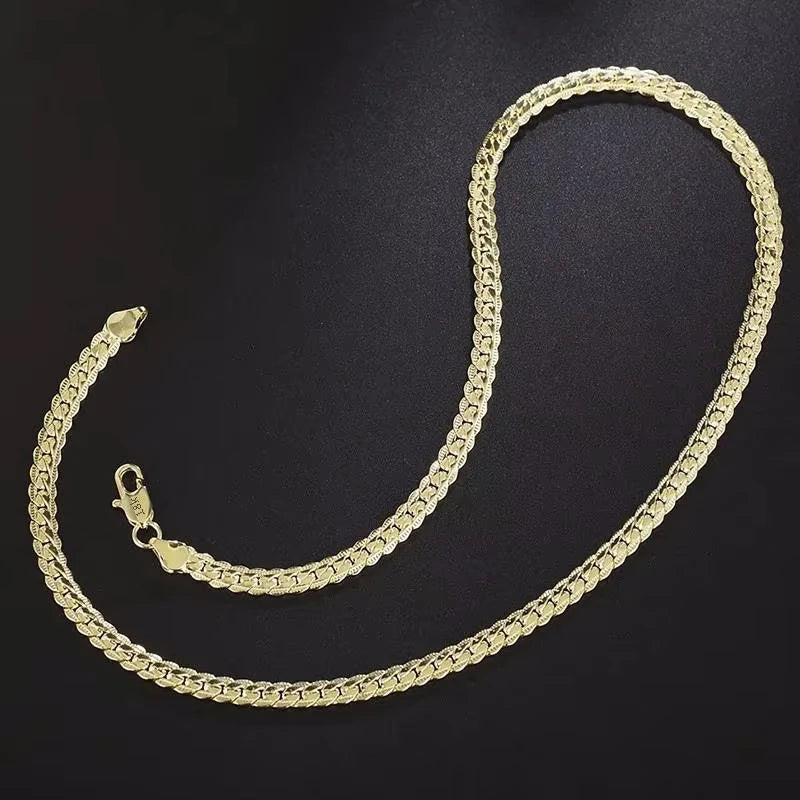 18K Gold/925 Sterling Silver 6mm Sideways Necklace for Women and Men - Wedding Engagement Jewelry with 8/18/20/24 Inch Chain