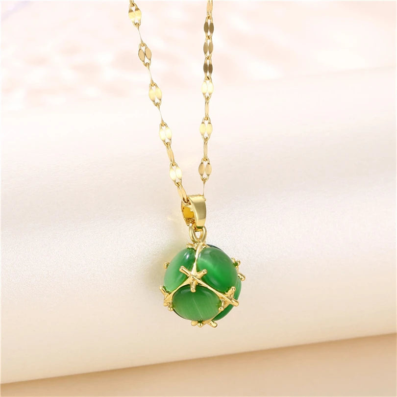 New Light Luxury Zircon Crystal Stainless Steel Necklace for Women - Korean Fashion Sweet Sexy Clavicle Chain Jewelry