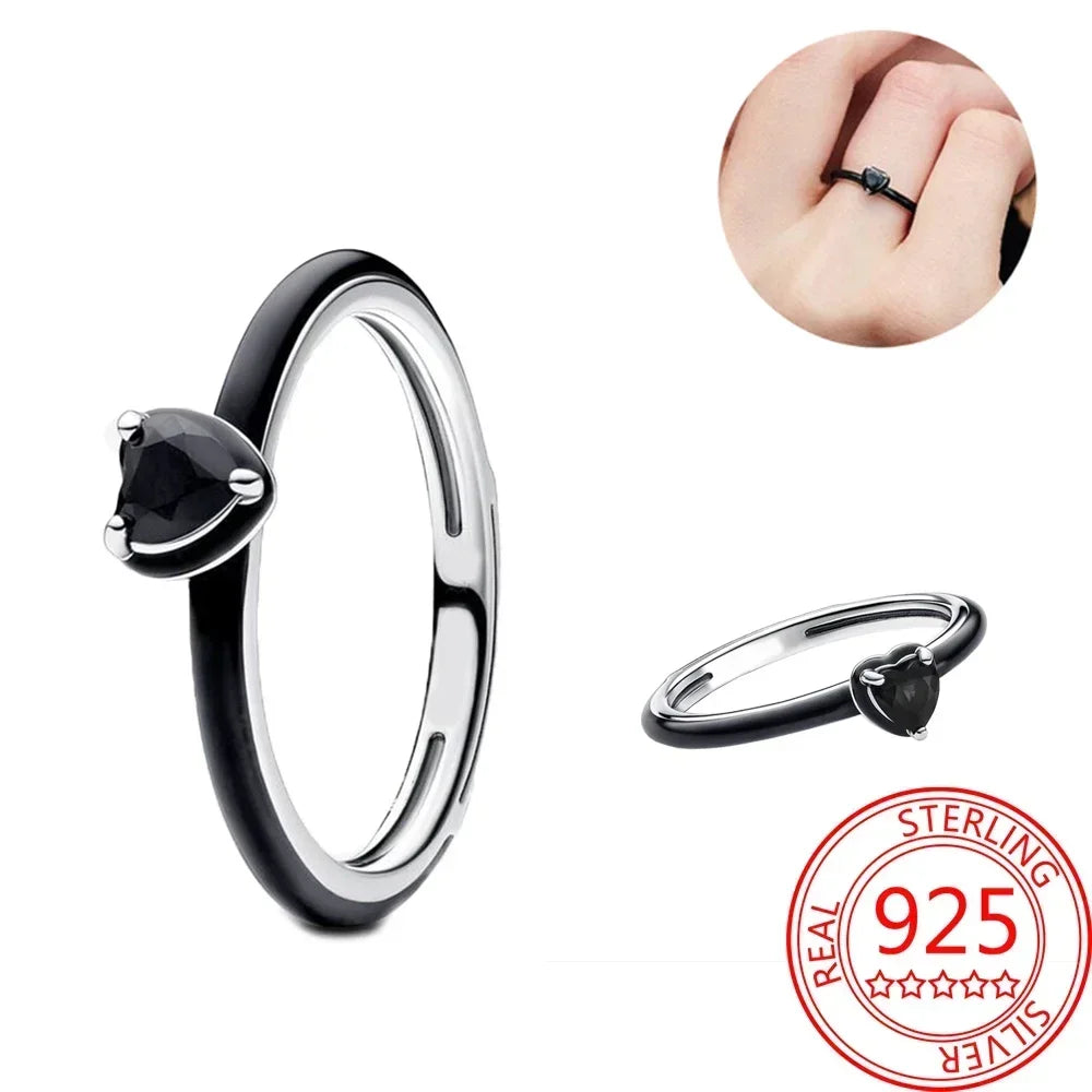 925 Sterling Silver Princess & Crystal Rings - Stunning 925 Sterling Silver Rings with Crystals