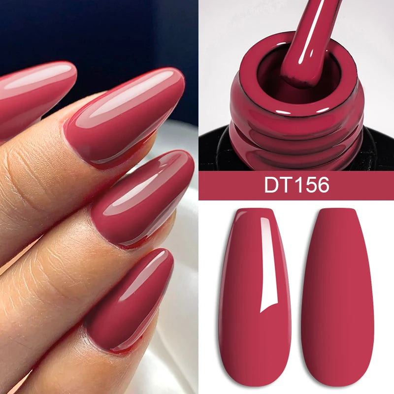 MEET ACROSS 7ml Red Gel Nail Polish - Crystal Semi Permanent Soak Off UV Gel Varnish for Stunning Nail Art Manicure with Matte Top Coat