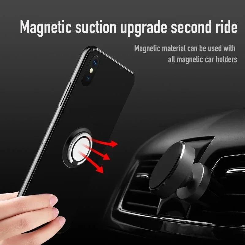 Finger Ring Holder Stand Grip 360 Rotating for Mobile Phone with Car Magnetic Mount