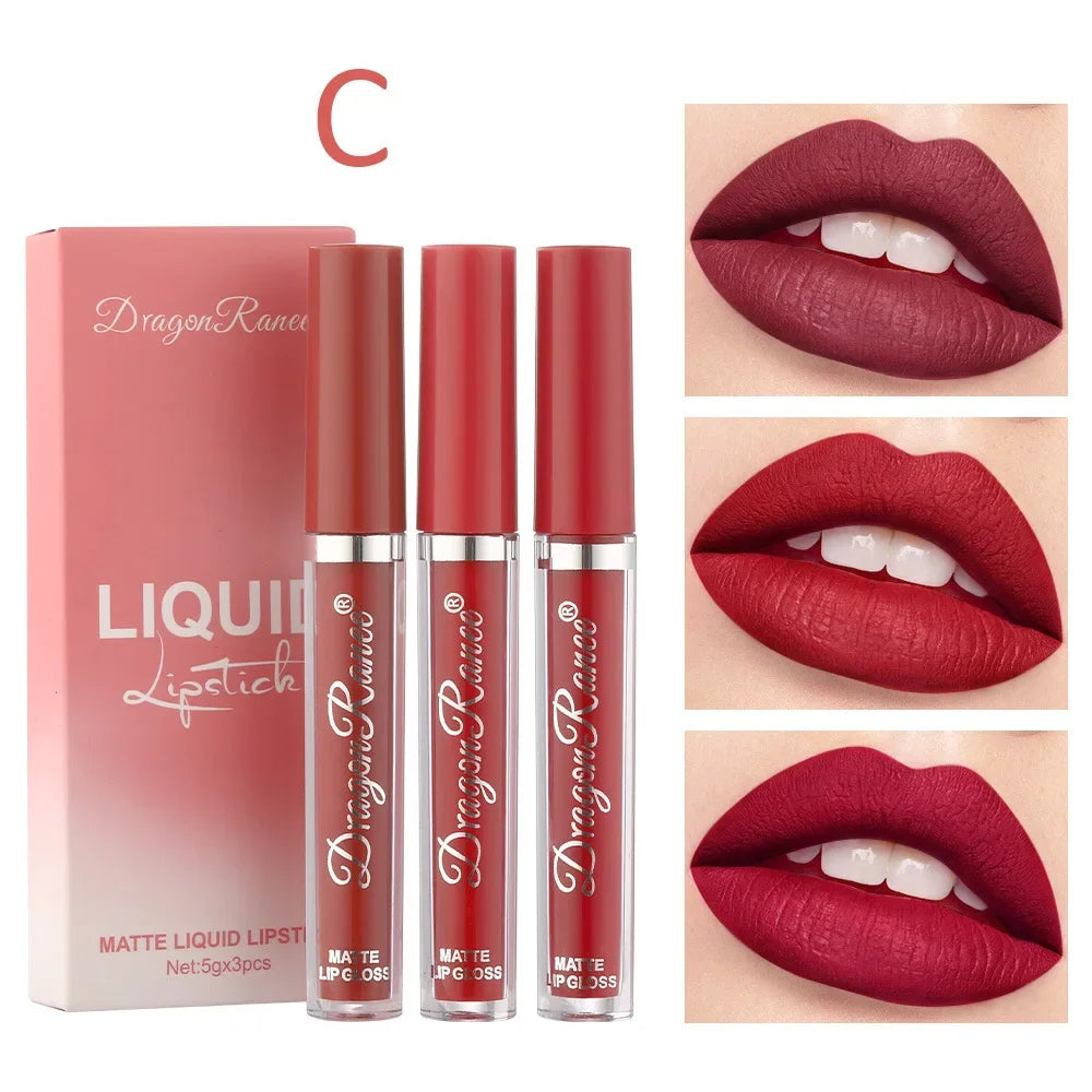 3 PCS Liquid Lipsticks Set - Long Lasting Waterproof Matte Lipsticks for Women - Korean Beauty Cosmetics - Allurra Store