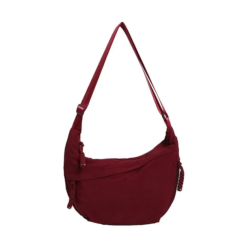 Solid Color Trendy Shoulder Bag - Personalized Multifunctional Canvas Dumpling Bag for Daily Minimalist Style