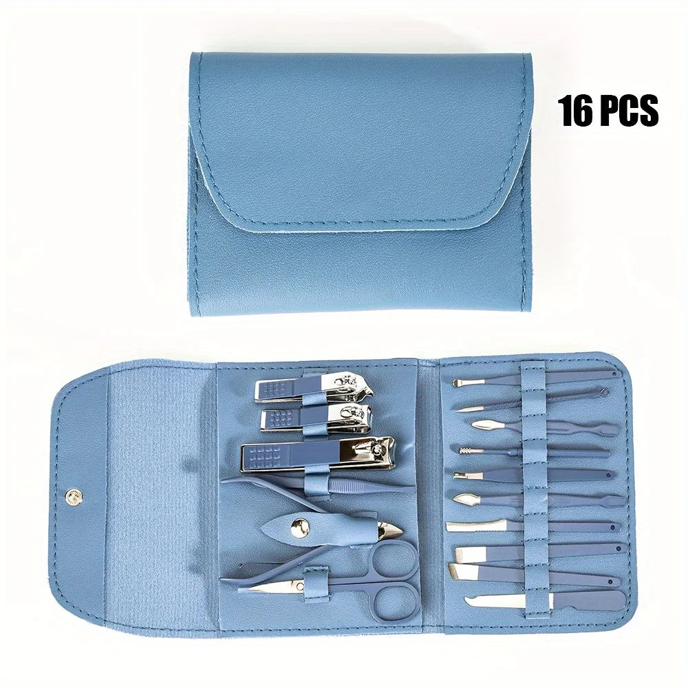 16pcs Nail Clippers Set with Cuticle Nippers and Travel Case - Professional Manicure and Pedicure Set - Allurra Store
