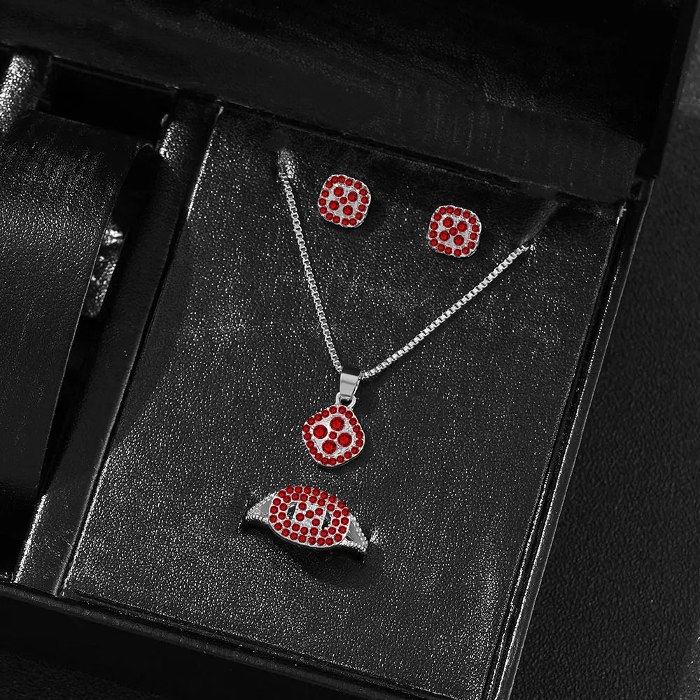 Luxury Cube Jewelry Set - Elegant Women's Necklace, Earrings & Ring Set - Perfect Gift for Valentine's Day & Christmas