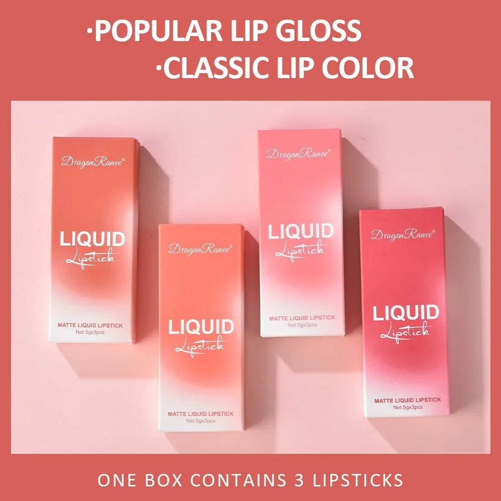3 PCS Liquid Lipsticks Set - Long Lasting Waterproof Matte Lipsticks for Women - Korean Beauty Cosmetics - Allurra Store