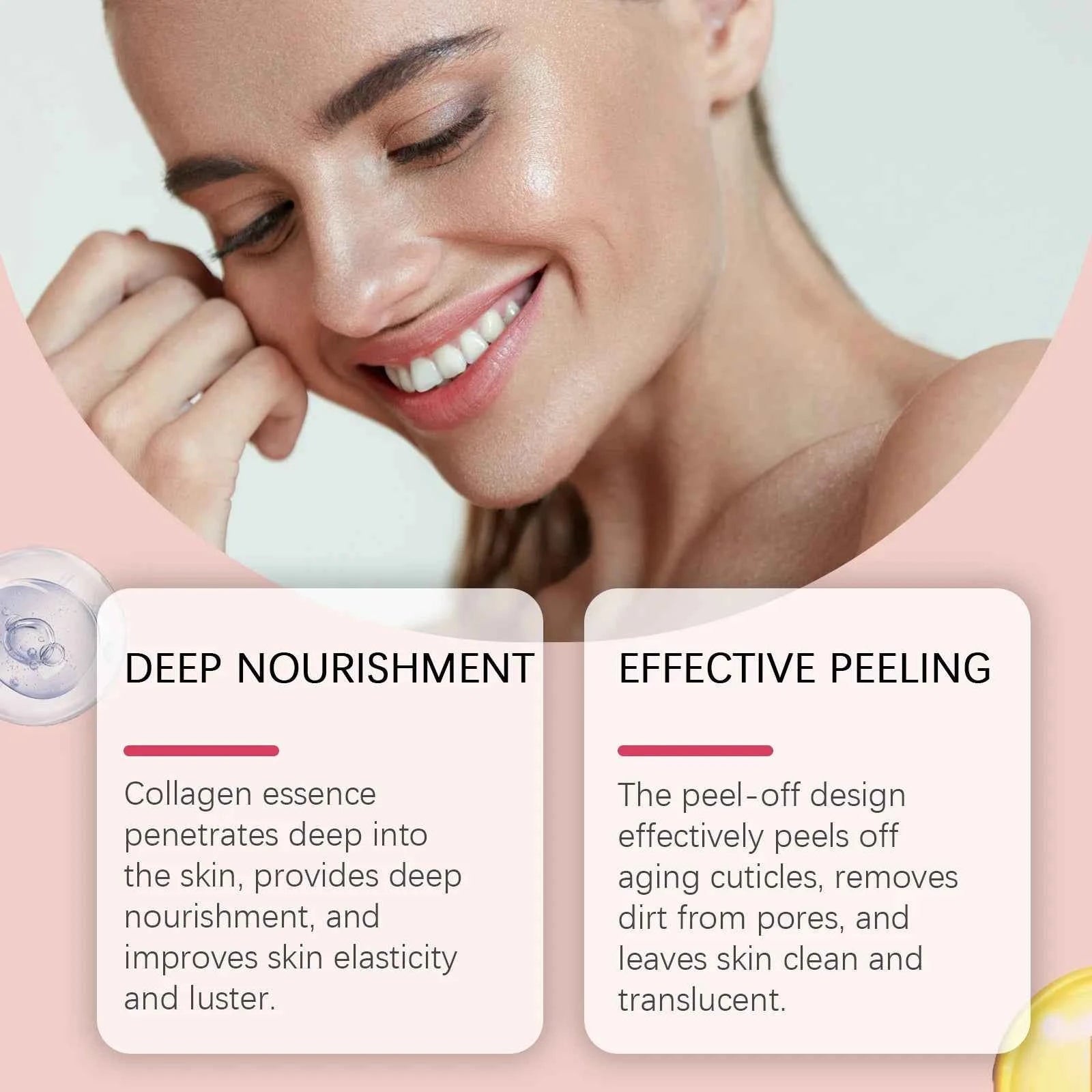 Ouhoe Collagen Peel Off Mask with Application Brush Anti Wrinkle Firming Hydrating Easy Peel All Skin Types Non Irritating Clean