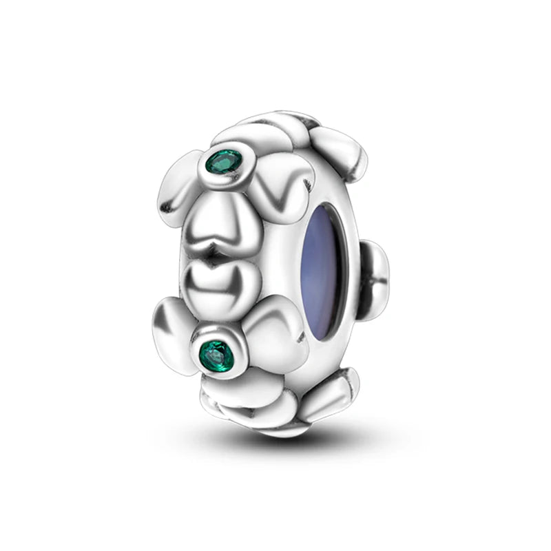 100% 925 Sterling Silver Butterfly Charm with Rainbow Zircon Colorful Dragon Shaped Silicone Stopper for DIY Bracelets Jewelry