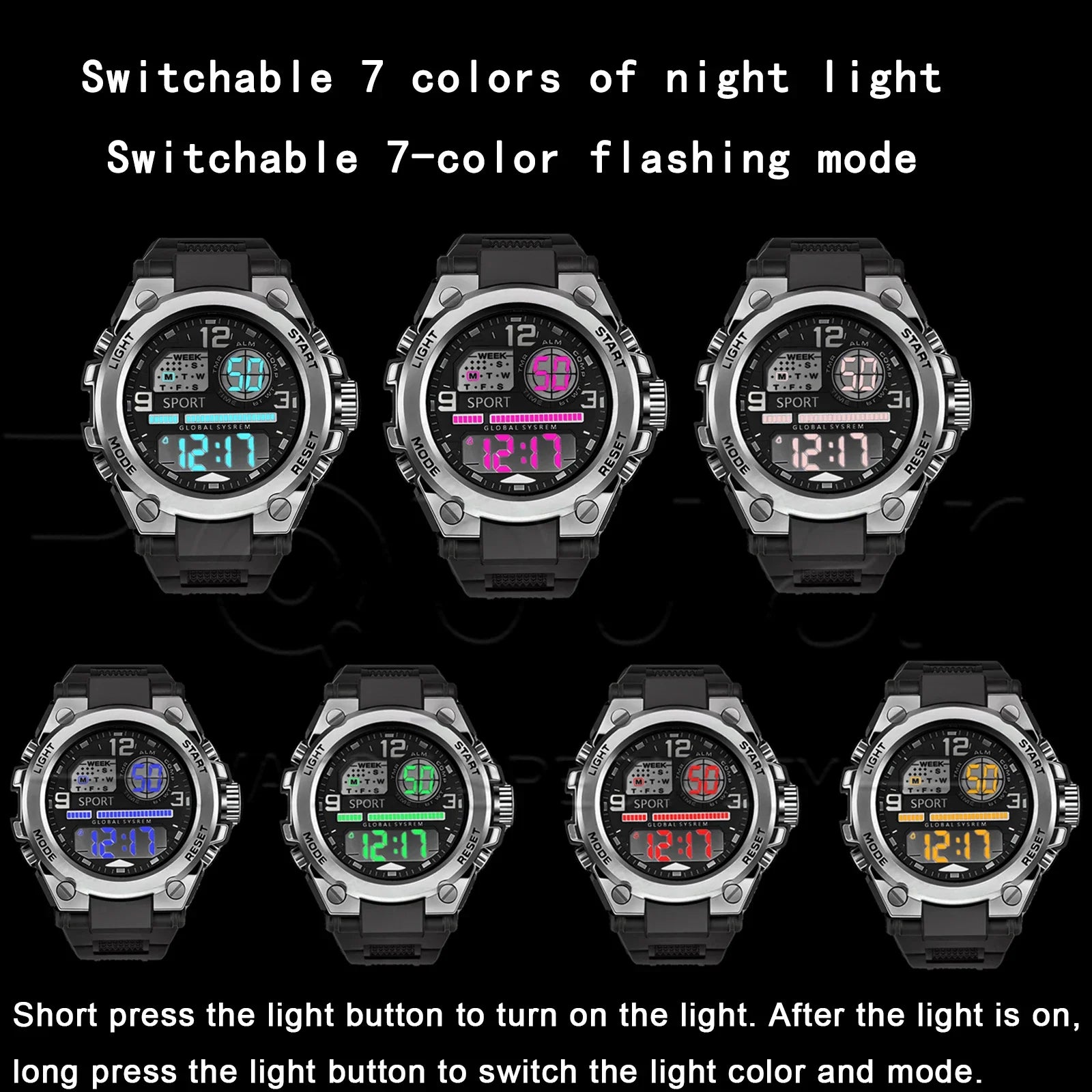 Outdoor Sports Digital Watch for Men and Women - Big Dial LED Alarm Digital Watch 1237 - Allurra Store