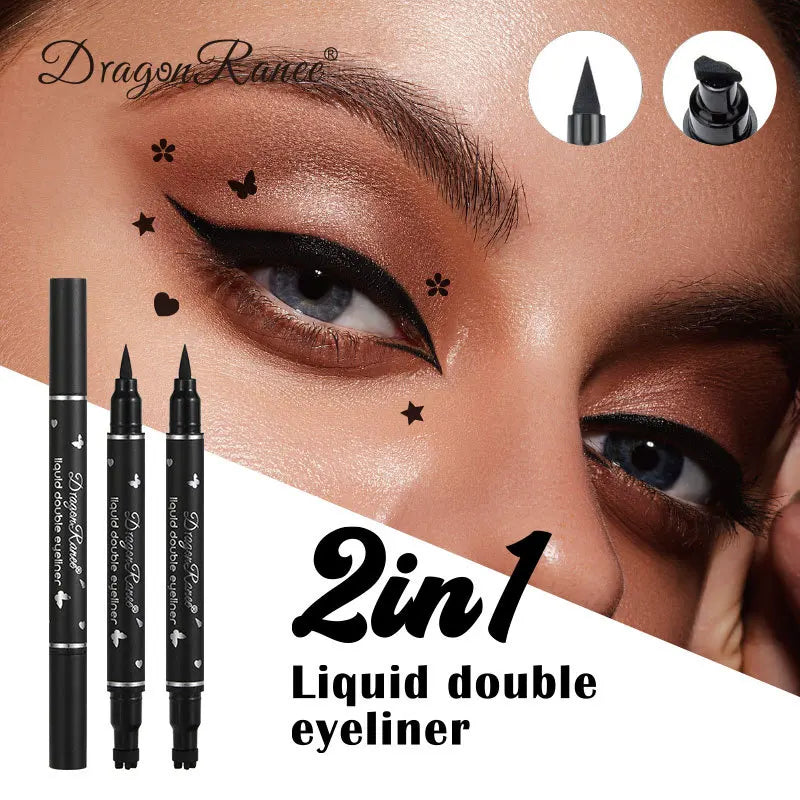 Dragon Ranee Waterproof Eyeliner - Double Head Star Seal, Non-Smudging and Novice-Friendly Heart Plum Embellished Eye Tail Eyeliner
