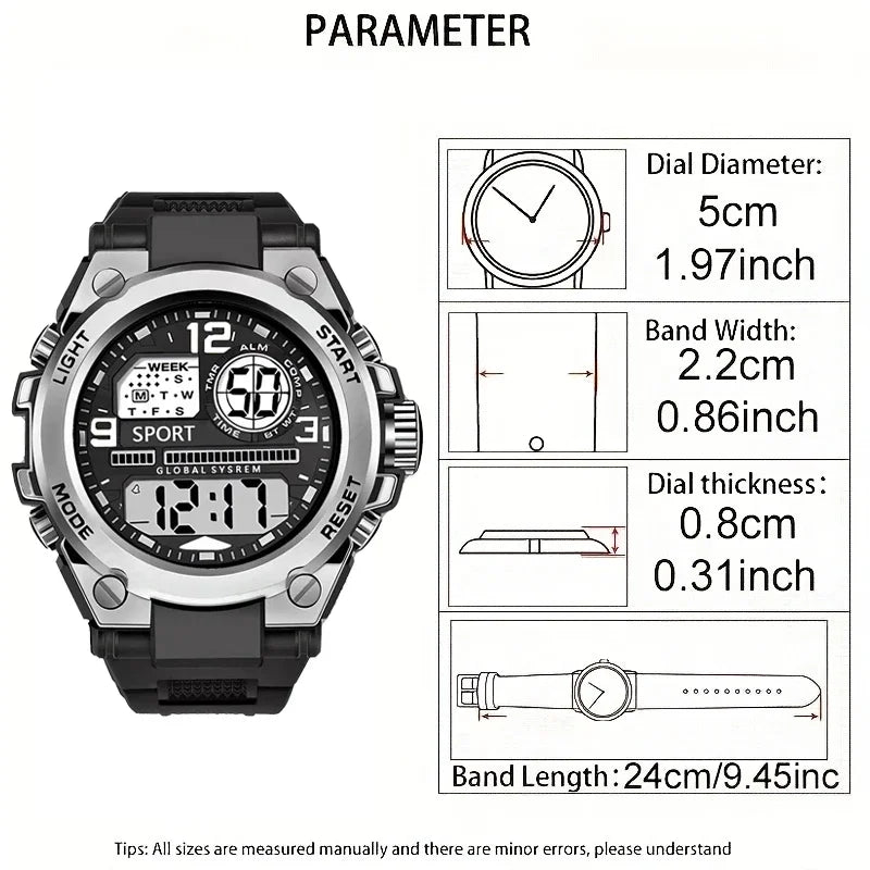 Outdoor Sports Digital Watch for Men and Women - Big Dial LED Alarm Digital Watch 1237 - Allurra Store