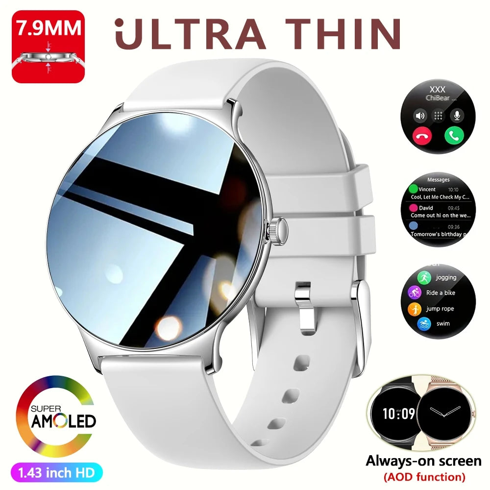 Ultra Thin Smartwatch for Women - Huawei Xiaomi New Fashion Smart Watch with Always Display Time, Sports Bracelet, and Bluetooth Call