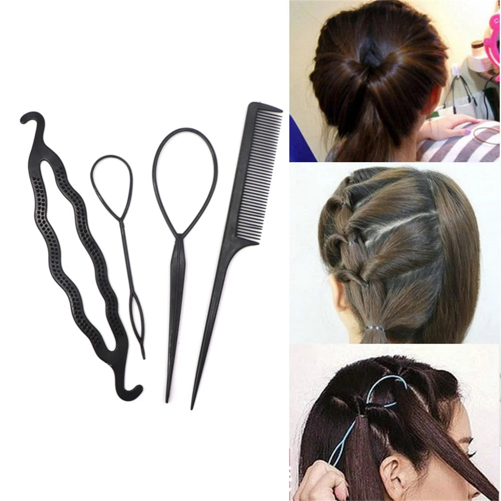 1-6 Pcs Set Magic Hair Braided Tool for Women and Girls - Donut Bun Maker Hairpins and Twist Hair Clip Styling Accessory