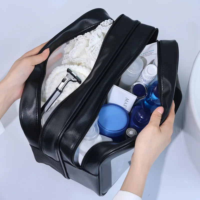 Transparent PU Makeup Bag for Dry-Wet Separation - Portable Cosmetic Storage for Travel, Fitness & Swimming Essentials