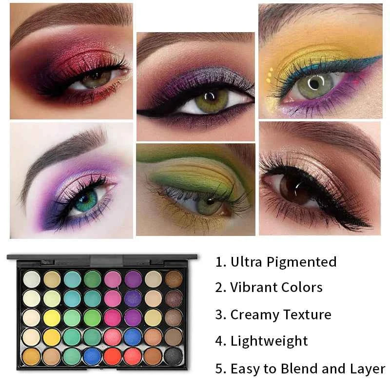 Glitter Eyeshadow Palette 40 Colors - Waterproof Long Lasting