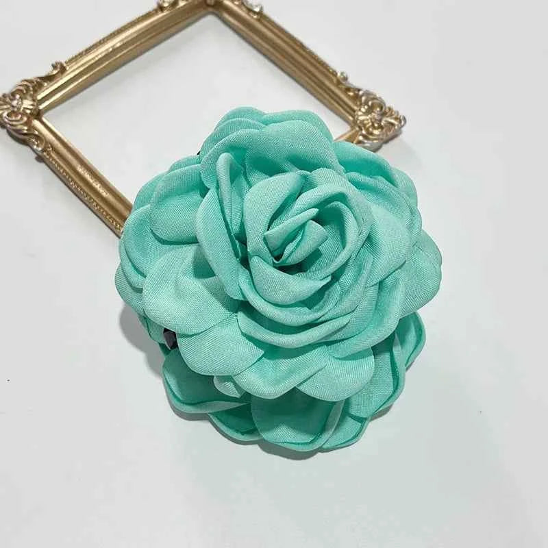 French Fabric Rose Hair Clips