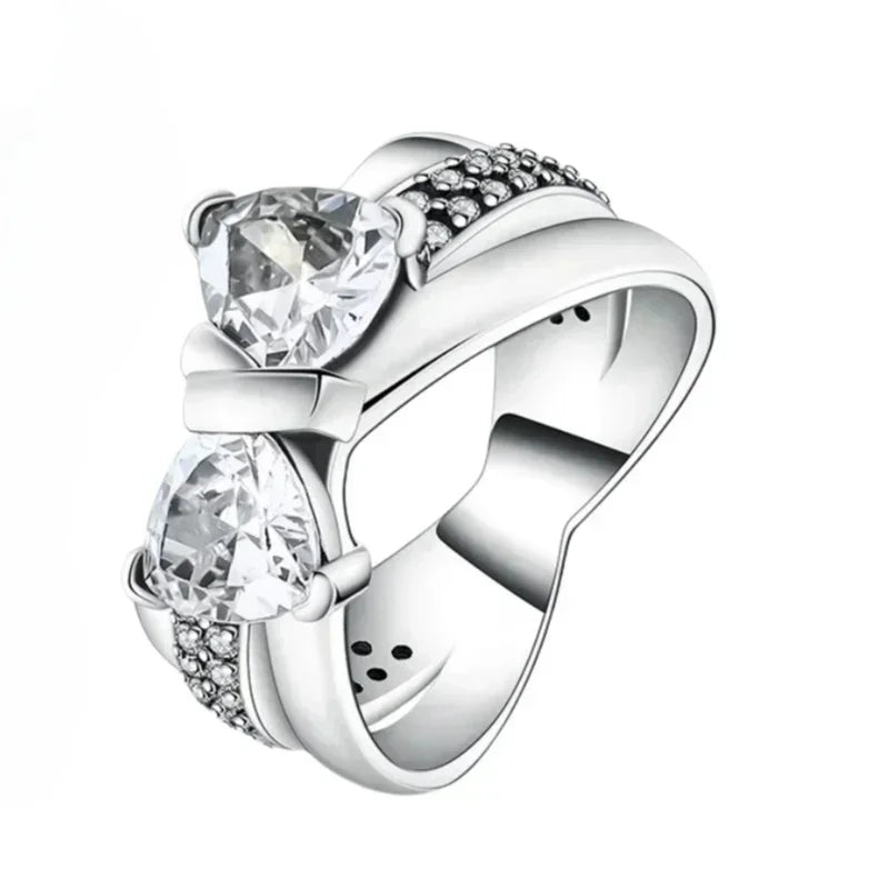 925 Sterling Silver Princess & Crystal Rings - Stunning 925 Sterling Silver Rings with Crystals