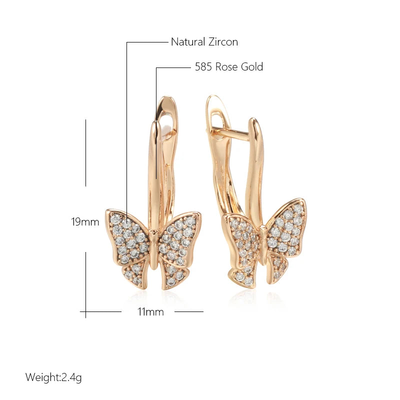 Kinel Luxury Rose Gold Butterfly Earrings - Creative Hollow Long Drop Fashion Jewelry for Women
