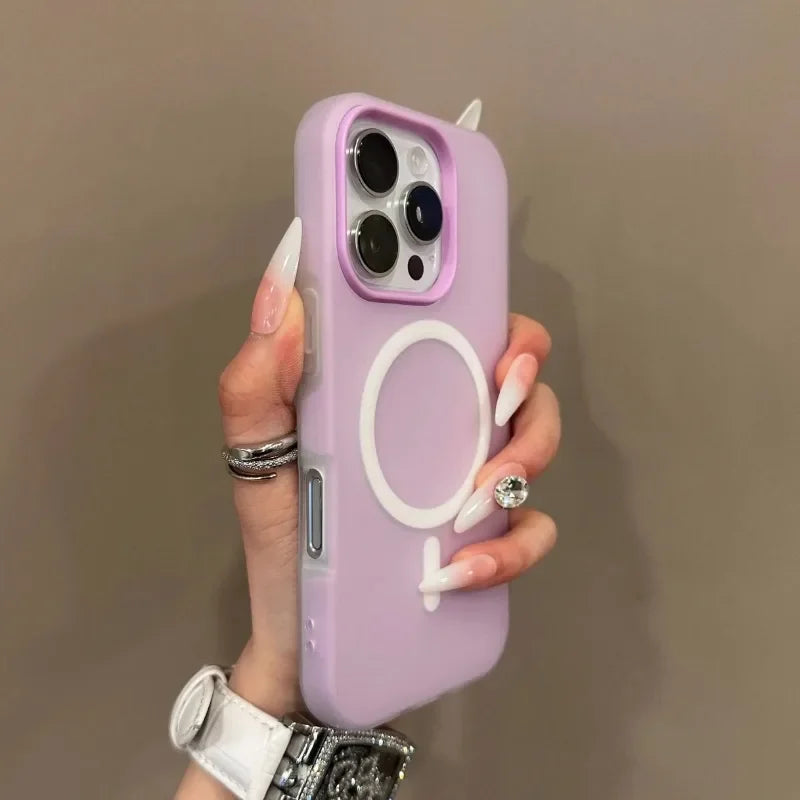 Luxury Candy Color MagSafe Case 2 in 1 for iPhone 16 15 14 13 12 17 Pro Max Plus - Magnetic Wireless Charge Clear Matte Soft Cover