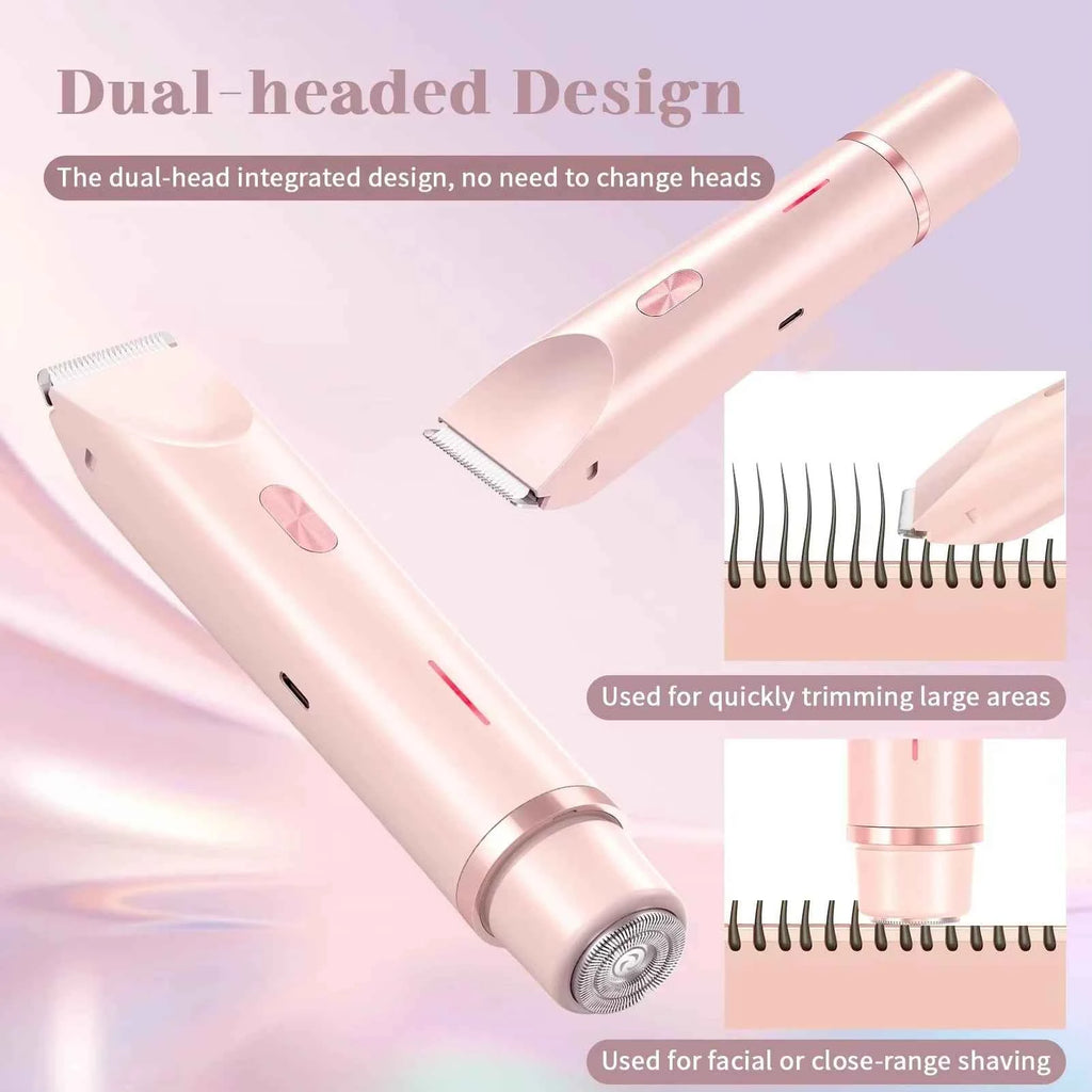 2025 Waterproof Electric Bikini Trimmer - Rechargeable Mini Women Hair Remover with Double Headed Design