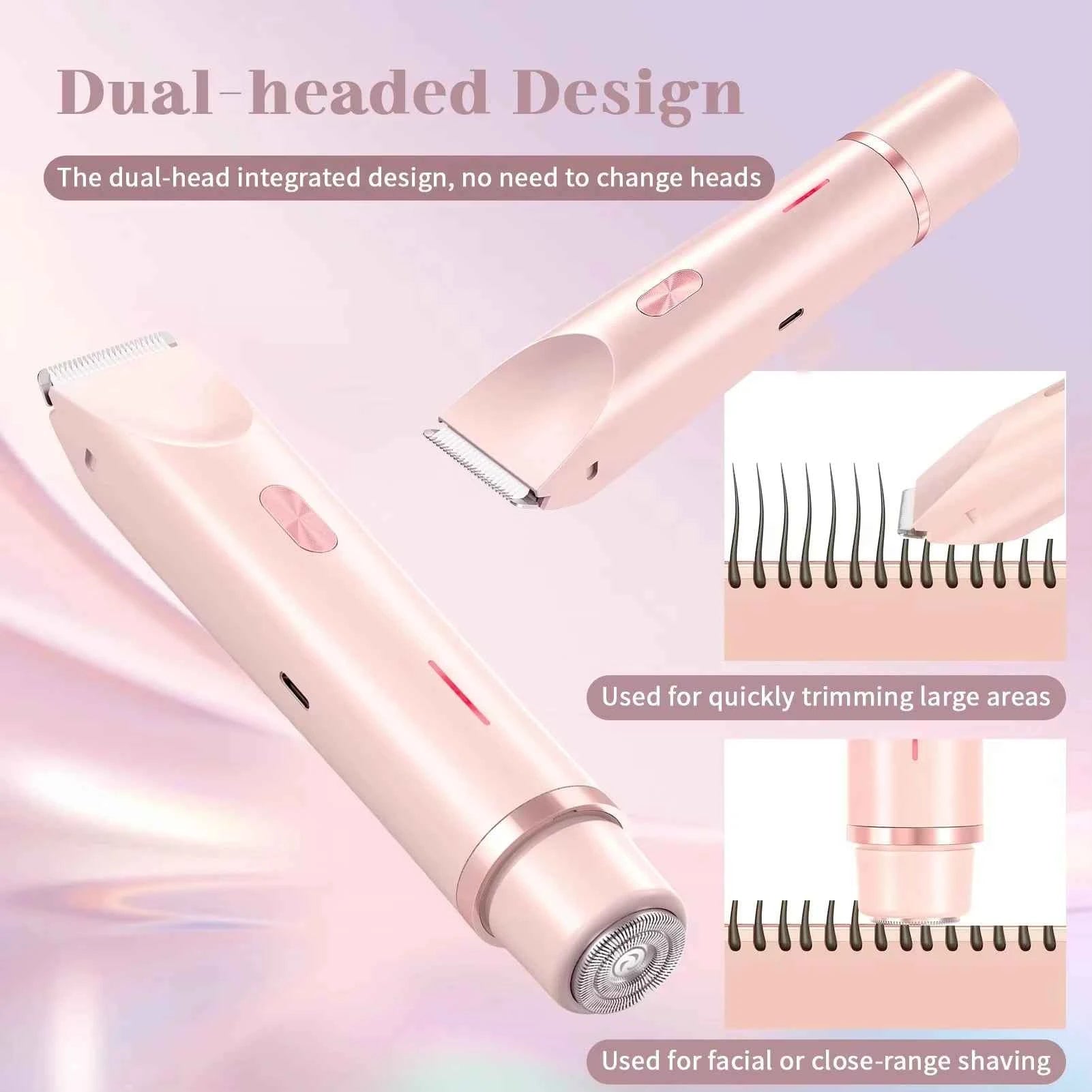 2025 Waterproof Electric Bikini Trimmer - Rechargeable Mini Women Hair Remover with Double Headed Design