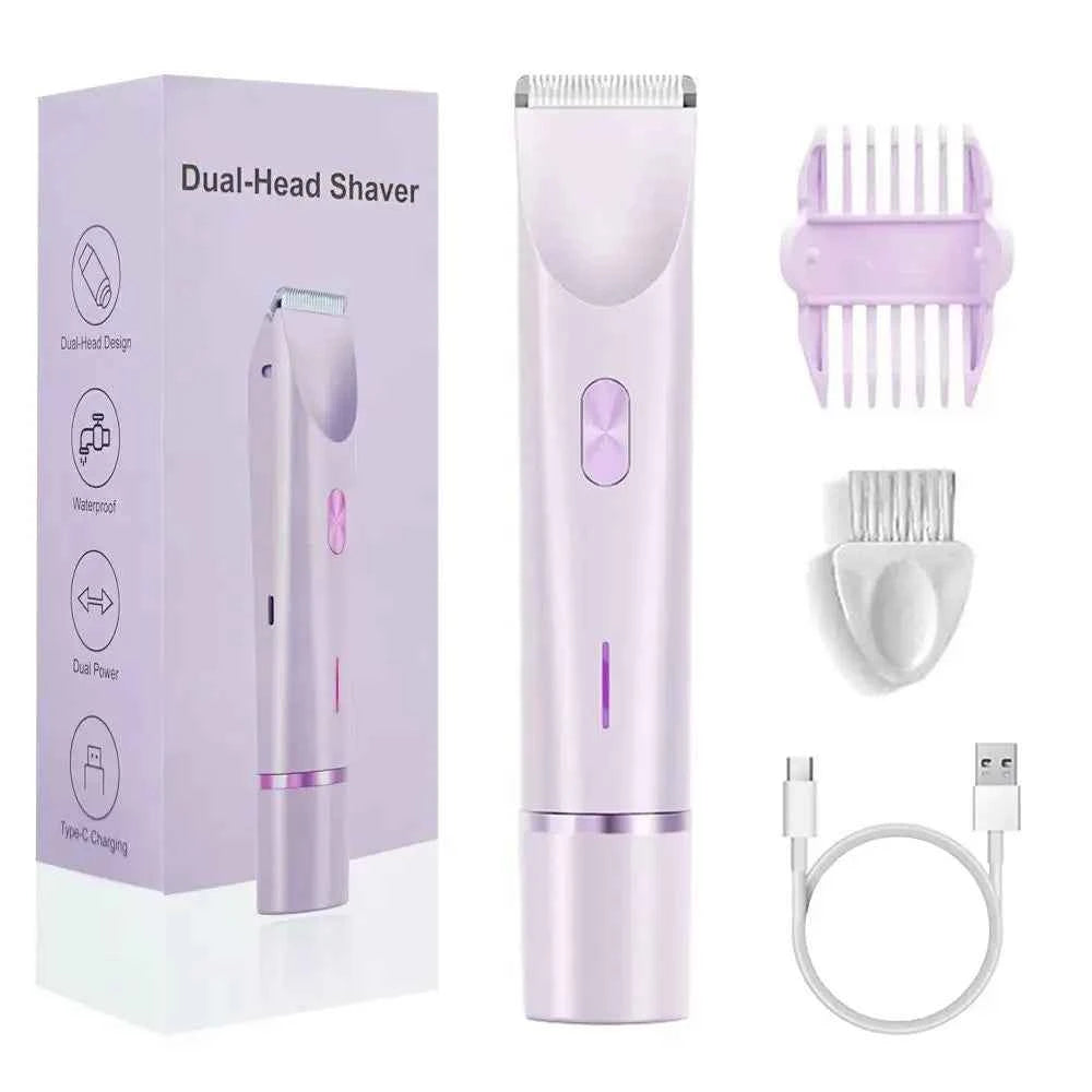 2025 Waterproof Electric Bikini Trimmer - Rechargeable Mini Women Hair Remover with Double Headed Design