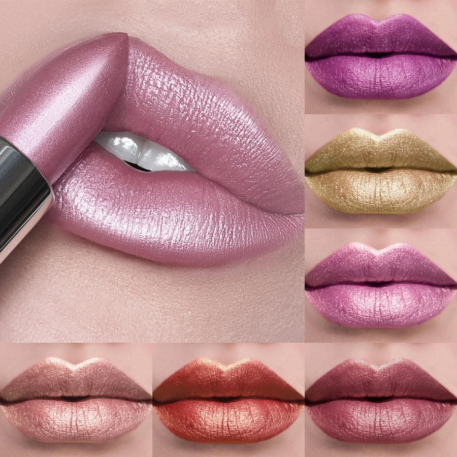 21 Colors Metallic Lip Tint - Bold & Intense Glitter Shiny Pearlescent Lipstick, Long Lasting Senior Matte Lip Makeup Gifts