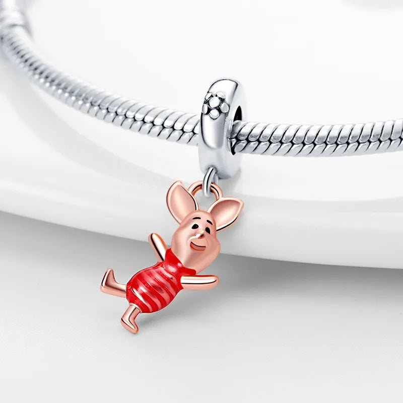 Hot Sale Sterling Silver Piggy Charm Bead 925 Cute Mini Piggy Dangle for Bangle Bracelet Necklace DIY Jewelry
