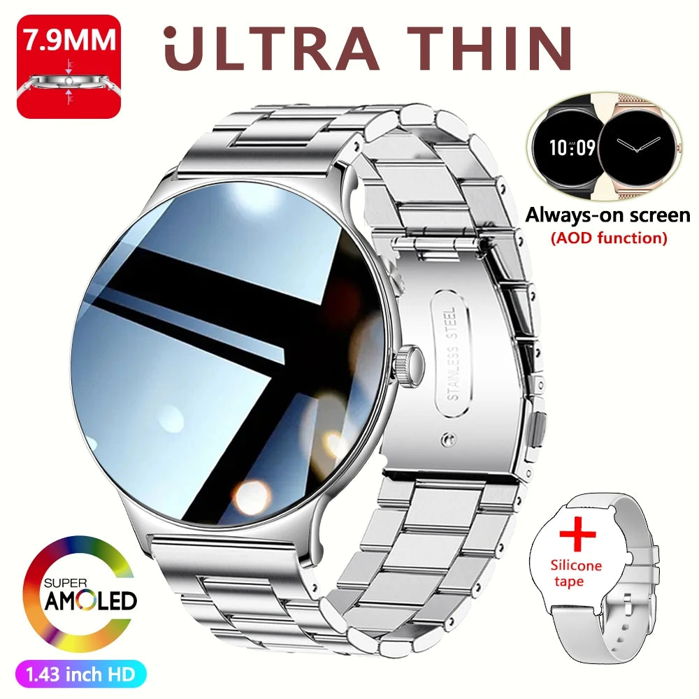 Ultra Thin Smartwatch for Women - Huawei Xiaomi New Fashion Smart Watch with Always Display Time, Sports Bracelet, and Bluetooth Call