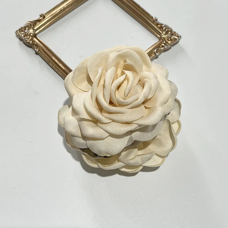 French Fabric Rose Hair Clips - Elegant Hair Claw Clips for Women and Girls, Stylish Barrette and Hair Accessories Gift
