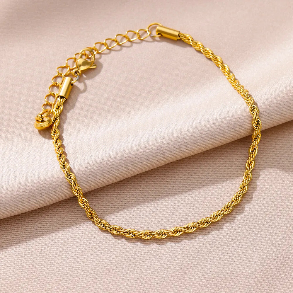 Gold Anklet for Women - Summer Beach Accessories Stainless Steel Imitation Pearl Chain Leg Bracelets Bodychain Gifts