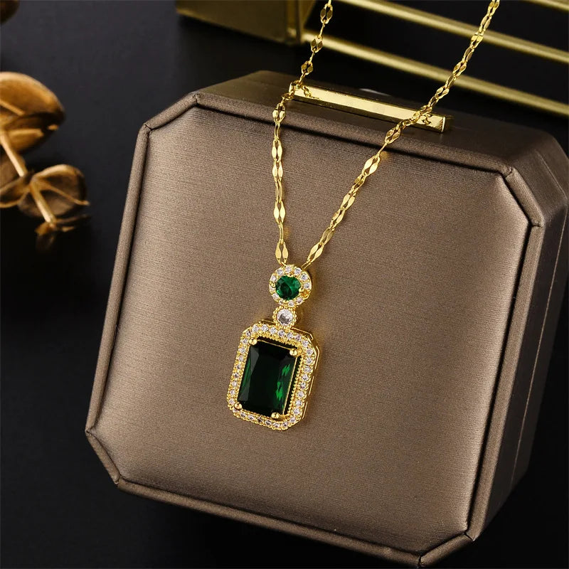 New Light Luxury Zircon Crystal Stainless Steel Necklace for Women - Korean Fashion Sweet Sexy Clavicle Chain Jewelry