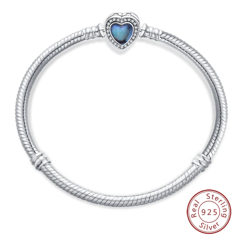 Silver 925 Moon Star Bracelet with Green Zircon - Adjustable 17-20CM Four Leaf Clover Charm Jewelry Gift - Allurra Store