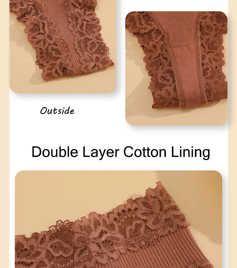 5PCS Women Lace Seamless Panties Sexy Brazilian Breathable Cotton Underwear Soft Plus Size Lingerie S-XL - Allurra Store