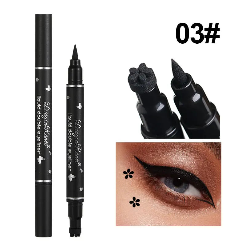Dragon Ranee Waterproof Eyeliner - Double Head Star Seal, Non-Smudging and Novice-Friendly Heart Plum Embellished Eye Tail Eyeliner