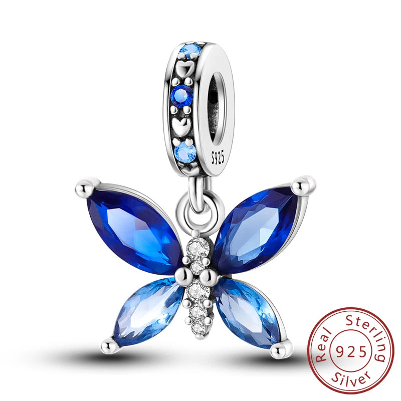 925 Sterling Silver Butterfly Charm - Firefly & Glow Charm for Bracelets