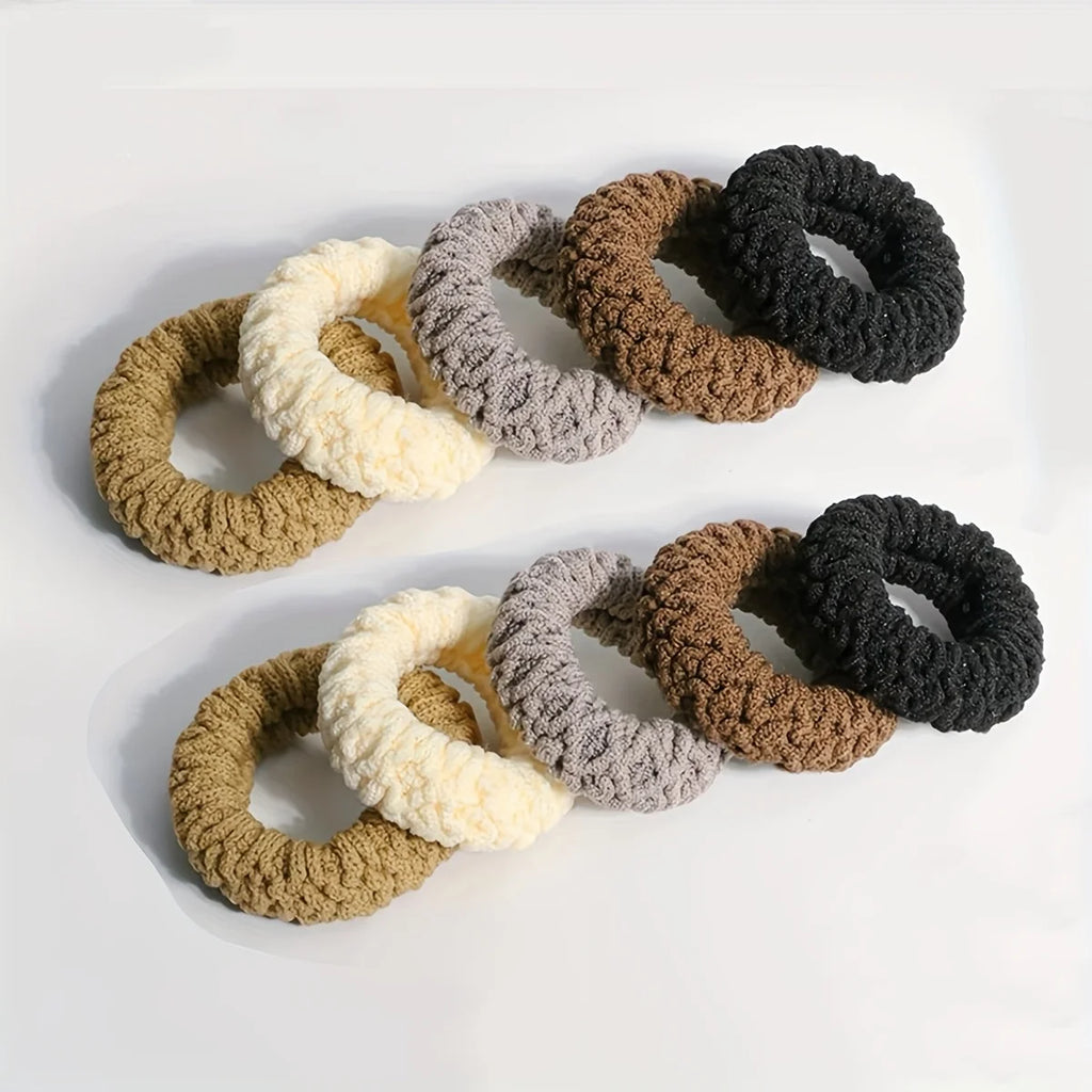 Upgraded Hair Ties - 10pcs Thick & Wide Durable Elastic for Fashionable Ponytails and Buns