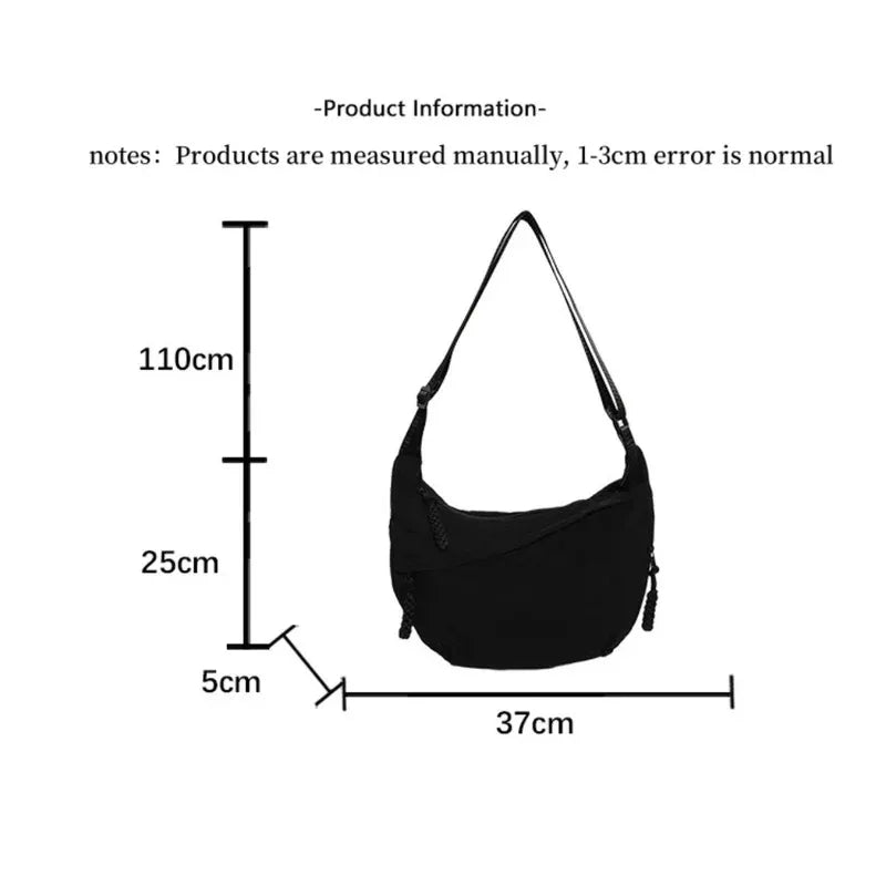 Solid Color Trendy Shoulder Bag - Personalized Multifunctional Canvas Dumpling Bag for Daily Minimalist Style