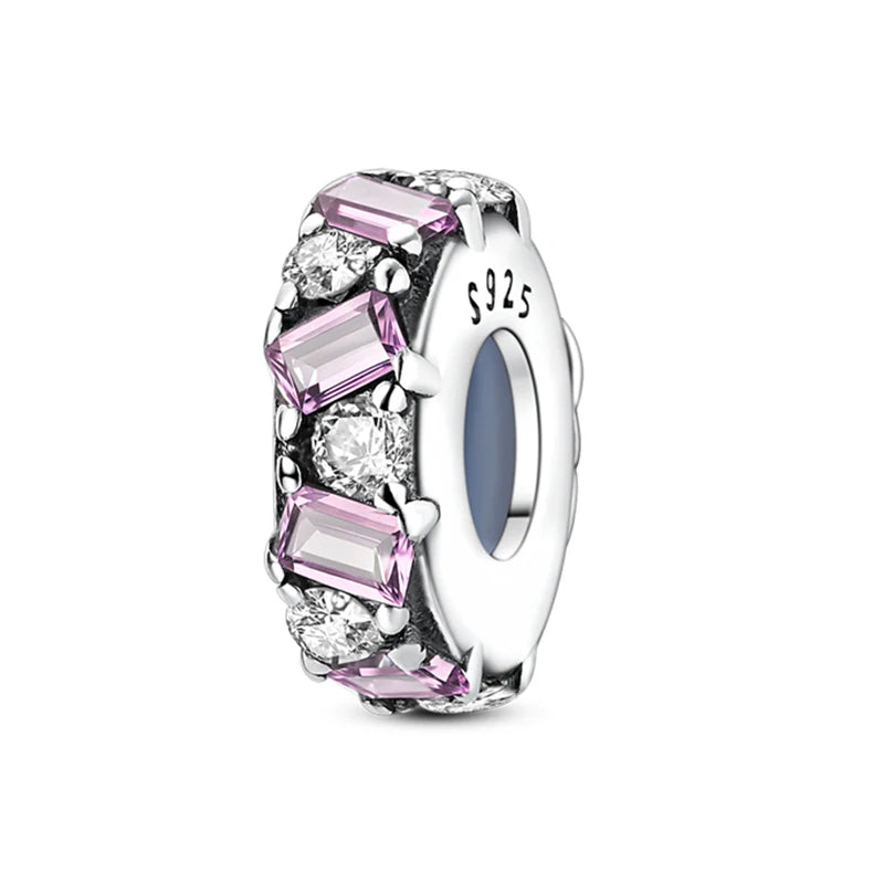 100% 925 Sterling Silver Butterfly Charm with Rainbow Zircon Colorful Dragon Shaped Silicone Stopper for DIY Bracelets Jewelry