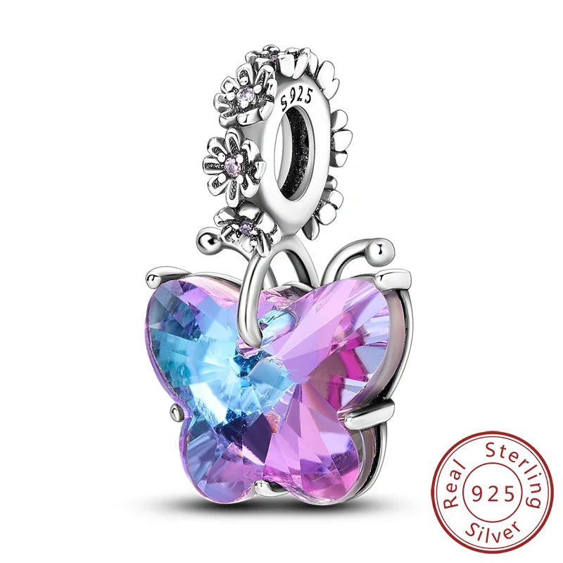 925 Sterling Silver Butterfly Charm - Firefly & Glow Charm for Bracelets