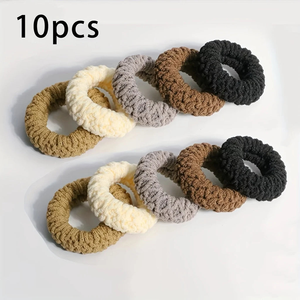 Upgraded Hair Ties - 10pcs Thick & Wide Durable Elastic for Fashionable Ponytails and Buns