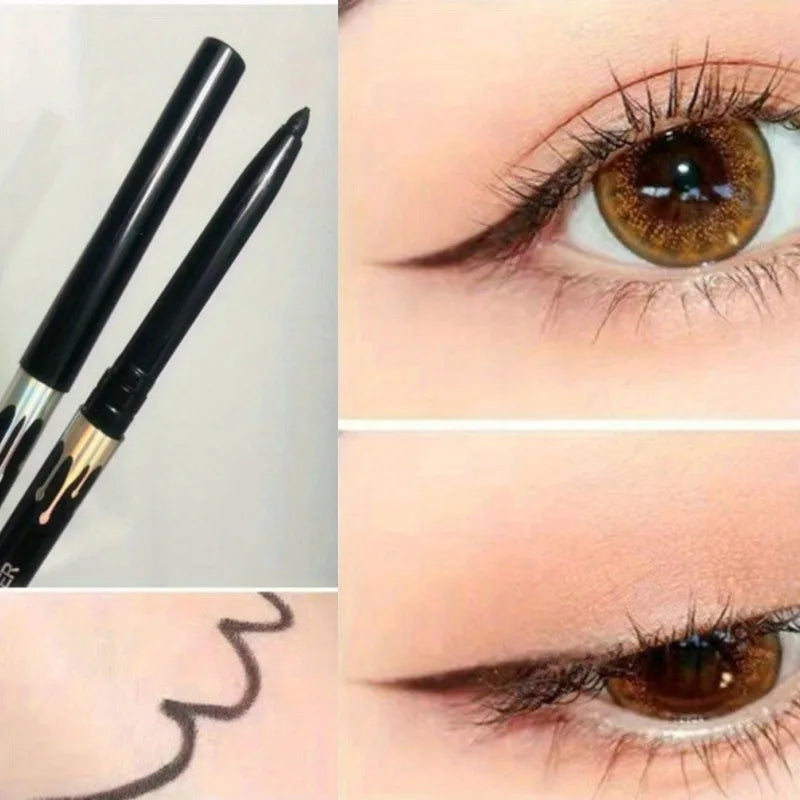 Waterproof Eyeliner Gel Pencil - Ultra-fine Matte Black Brown with Quick Dry Non-Smudge Formula for Easy Wear Makeup