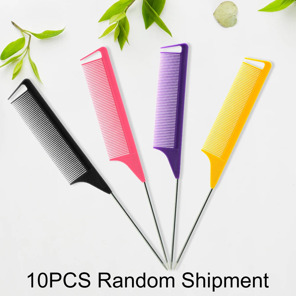 Pro Pointed Tail Comb - Anti-static Hairdressing Comb with Steel Needle Pin for Salon Styling and Barber Accessories