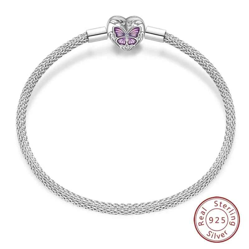 Silver 925 Moon Star Bracelet with Green Zircon - Adjustable 17-20CM Four Leaf Clover Charm Jewelry Gift