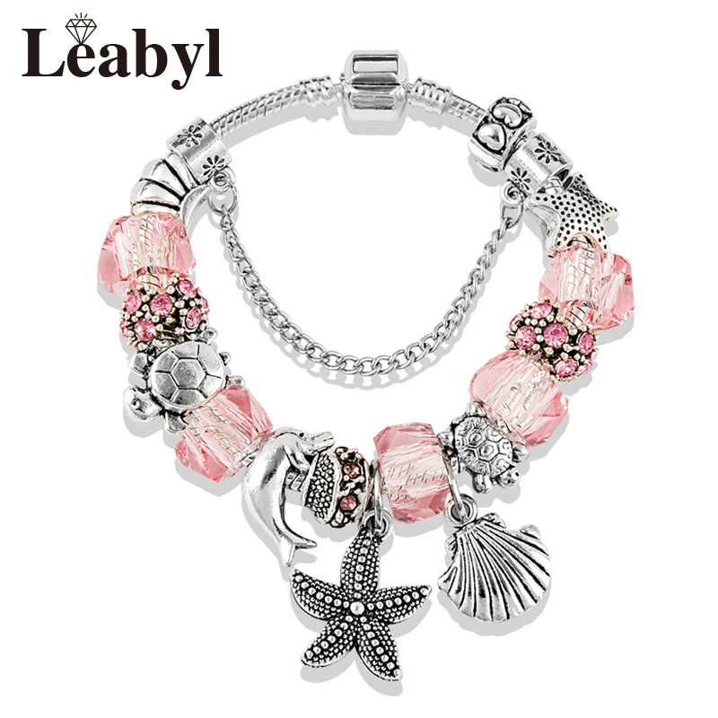 Valentine's Heart Crystal Bracelet - Elegant Pink Charm Bracelet for Loved Ones