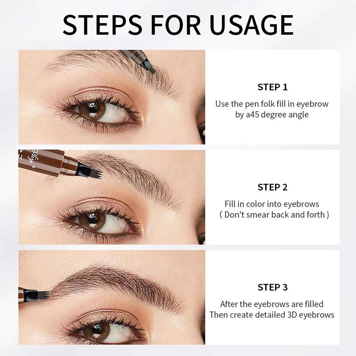 Microblading Eyebrow Pencil - Waterproof 4 Fork Design Available in 5 Colors