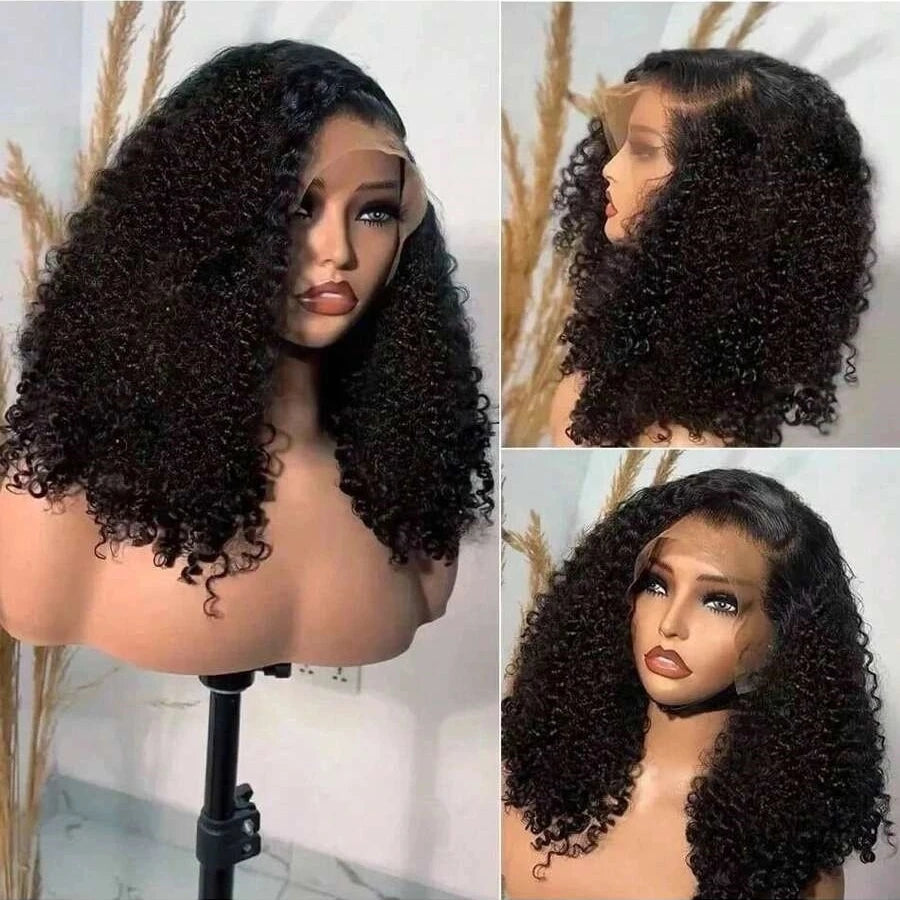 13x4 Short Bob Wigs Human Hair - Virgin Jerry Curly 250% Density Loose Deep Wave 4x4 Lace Frontal Wigs for Women